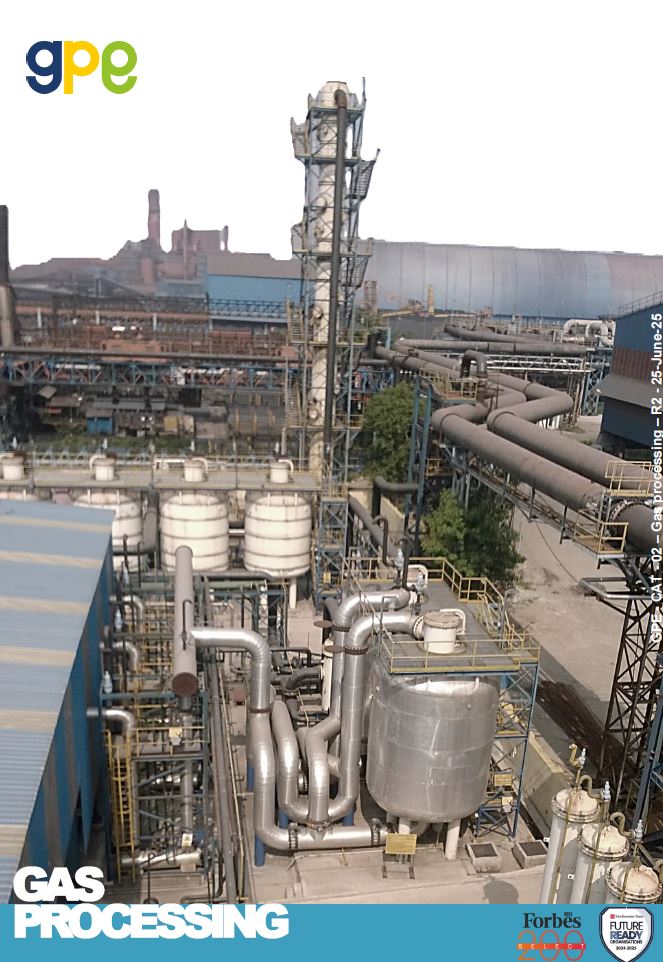 Gas Processing Equipment Pvt. Ltd. (GPE) modular process plant under fabrication, showcasing skid-mounted gas purification and conditioning systems